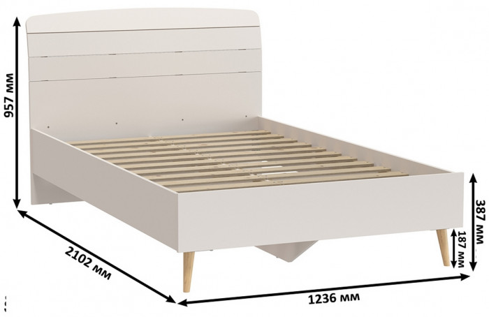 Афина Спальня 07-1200, цвет кашемир серый, сп.м. 1200х2000 мм., б/м, основание есть - фанера