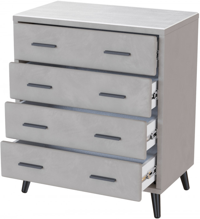 Комод интерьерный Пай светло-серый/мдф холст белый