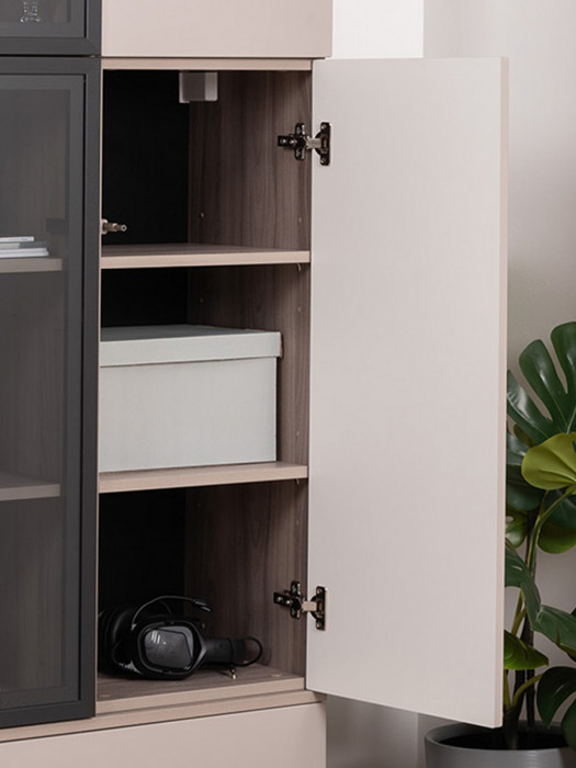 Роквуд Шкаф навесной 16.322.01, цвет корпус ДСП эмили блаш/фасады МДФ крем, ШхГхВ 38,4х36,6х90 см., универсальная сборка