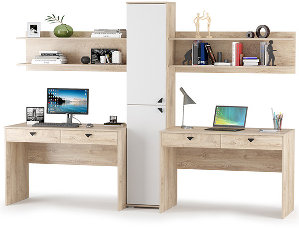 КР100 Бостон № 05, цвет дуб эндгрейн элегантный/фасады МДФ милк рикамо софт, 12.69+09.132+13.154+12.69+09.132, ШхГхВ 269х57,2х194,4 см., ун. сб.