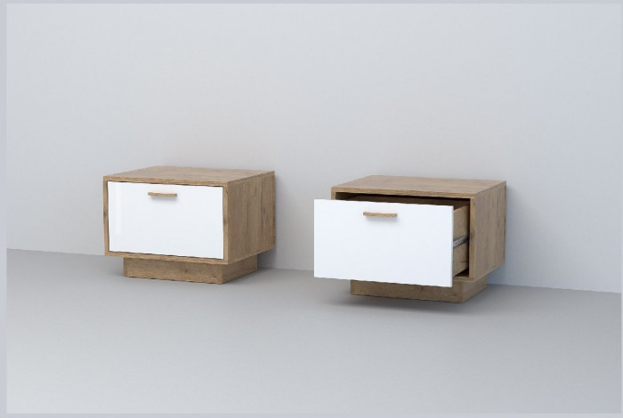 Эго Тумба Т-5 ПД (Глянец Белый/Бетон Светлый)