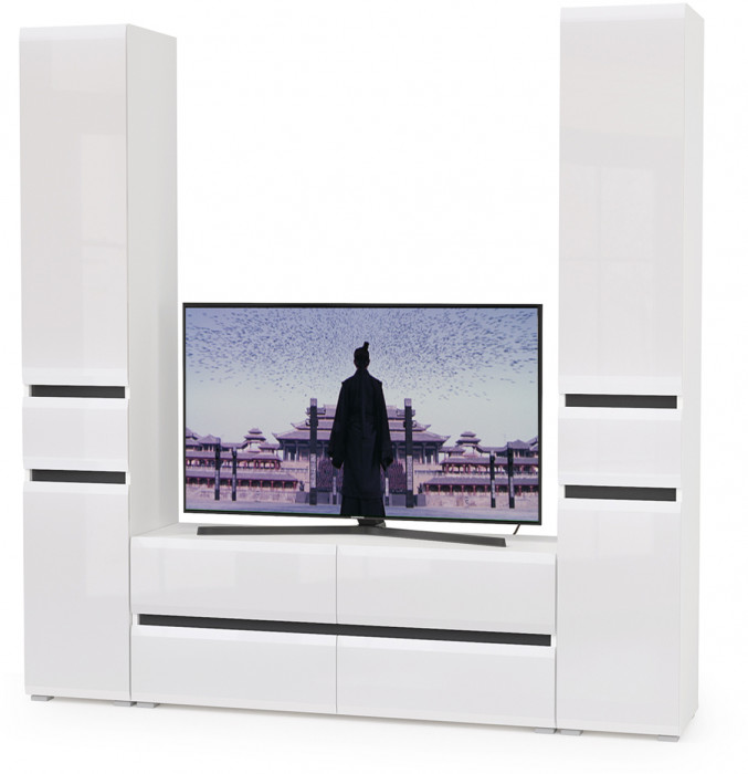 Сидней Комплектация № 017, корпус: белый/чёрный/фасады: МДФ белый глянец