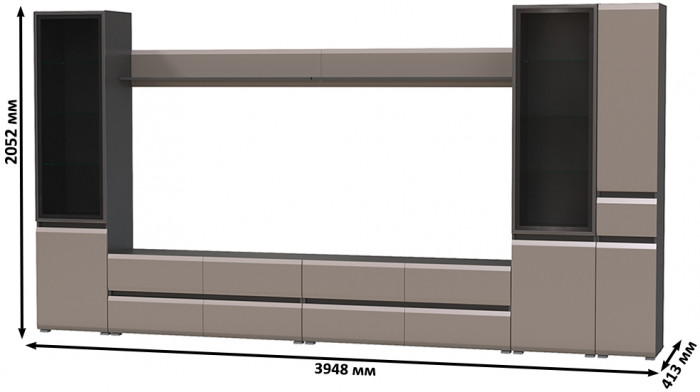 Сидней Комплектация № 110, корпус: антрацит/фасады: МДФ веллюто капучино