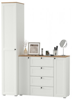 Остин Прихожая 09, цвет белый шагрень/дуб крафт золотой, ШхГхВ 160х54,3х229,6 см., универсальная сборка