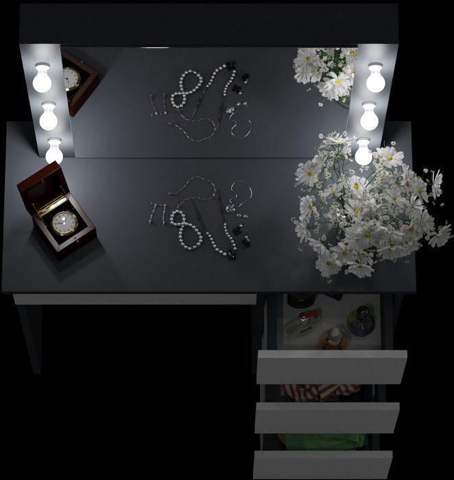 Стол косметический с подсветкой Сура, графит/белый