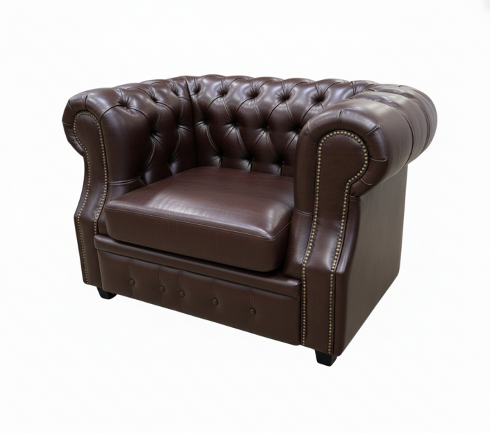 Кресло Честер ЛОФТ, экокожа, коричневый венге