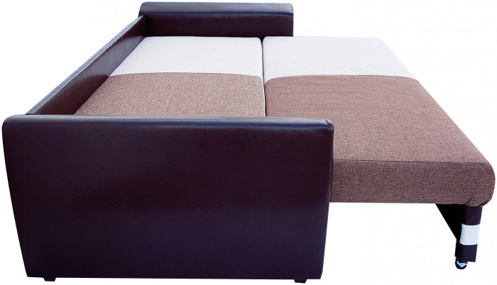 Диван-кровать Амстердам, 160х195, раскладной, еврокнижка, пружинный блок, рогожка/экокожа, комби