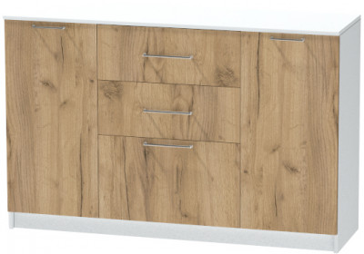 Комод №3 "Иннэс-7", Белый/Крафт золотой