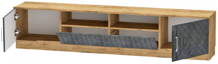 Тумба-3 под ТВ напольная "Иннэс-7", Крафт золотой/Бетон графит