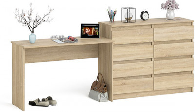 Мори письменный стол МСП1200.1 + Комод МК1200.8, дуб сонома
