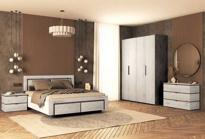 Модульная спальня "Ривьера" - Канадский дуб арктик/Бетон спаркс