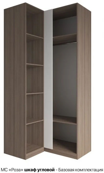 МС Роза Шкаф угловой Базовая комплектация, Ройс+ ручка скоба 2 шт., Орех Франклин карамель/Бежевый скин