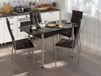 Столовая группа Волна-Флорида СМ-3 ноги окрас круглый венге/серебро/умбер