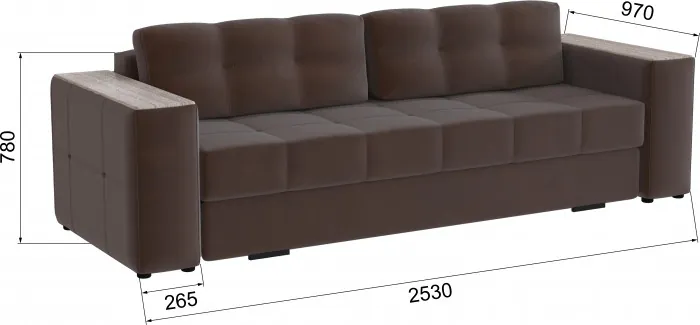 Диван раскладной Виконт, коричневый/мдф сандал белый