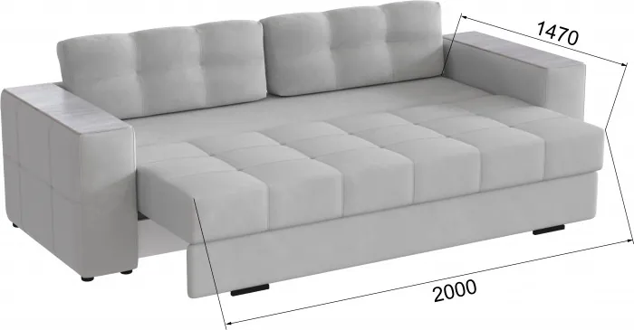 Диван раскладной Виконт, светло-серый/мдф холст белый