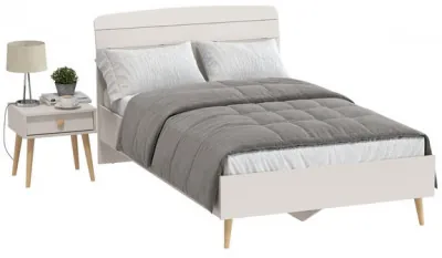 Афина Спальня Кровать 1200 + Тумба прикроватная, цвет кашемир серый, ШхГхВ 123,6х210,2х95,7 + 45х37х45 см., сп.м. 1200х2000 мм., б/м, основание есть