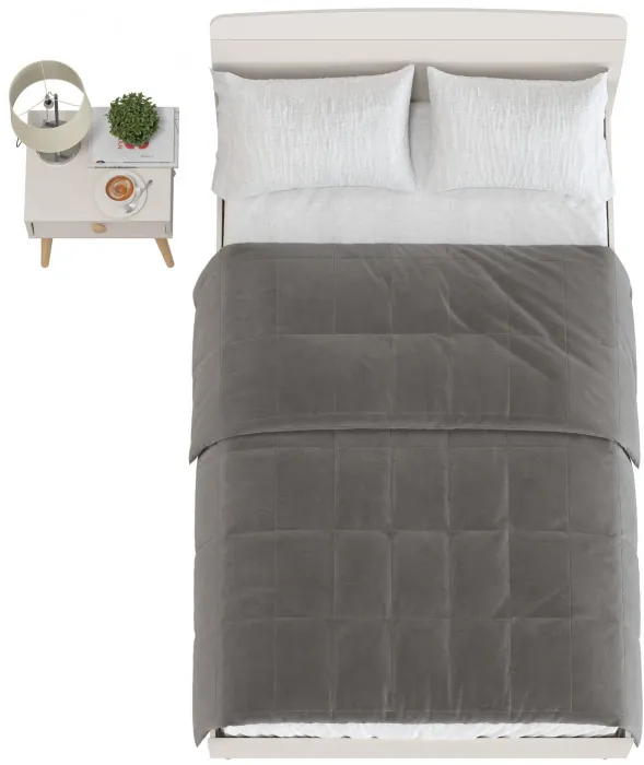 Афина Спальня Кровать 1200 + Тумба прикроватная, цвет кашемир серый, ШхГхВ 123,6х210,2х95,7 + 45х37х45 см., сп.м. 1200х2000 мм., б/м, основание есть