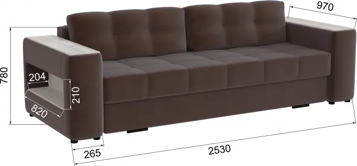 Диван раскладной Доро, коричневый/мдф сандал белый