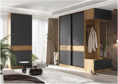 Модульная прихожая Роджина, комп.4 (Графит, Крафт золотой)