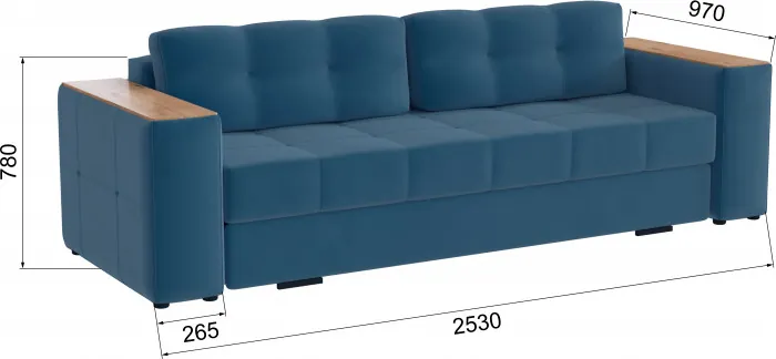 Диван раскладной Нави, атлантида/мдф дуб канадский