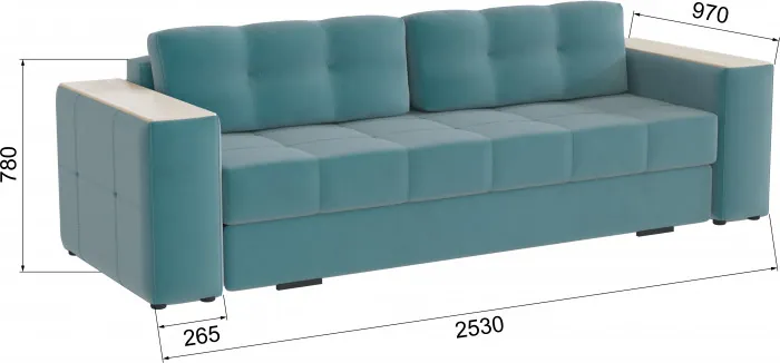 Диван раскладной Нави, бирюза/мдф клен кремовый