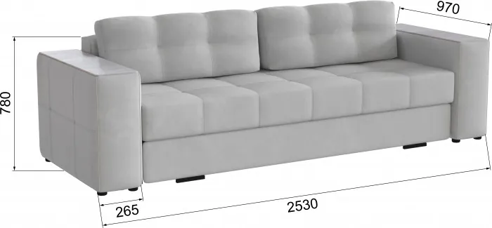 Диван раскладной Нави, светло-серый/мдф холст белый