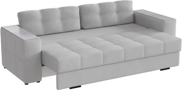 Диван раскладной Нави, светло-серый/мдф холст белый