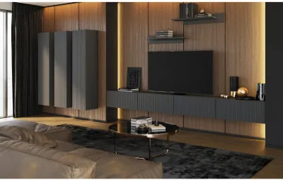 Модульная гостиная Оливия, композиция 6 (Графит, Графит глянец)