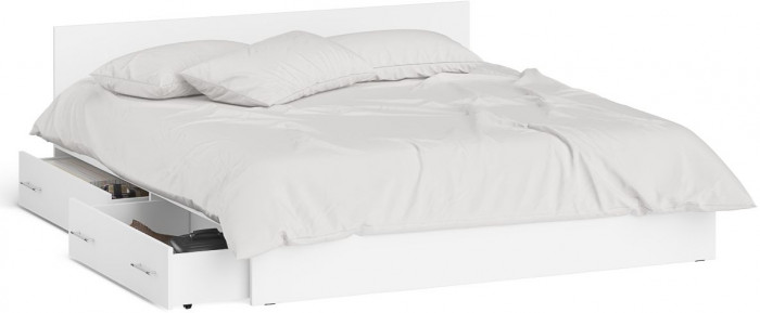 Мори Кровать с ящиками 1800, цвет белый, ШхГхВ 183,5х203,5х70 см., сп.м. 1800х2000 мм., без матраса, основание есть