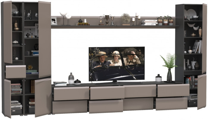 Сидней Комплектация № 111, корпус: антрацит/фасады: МДФ веллюто капучино