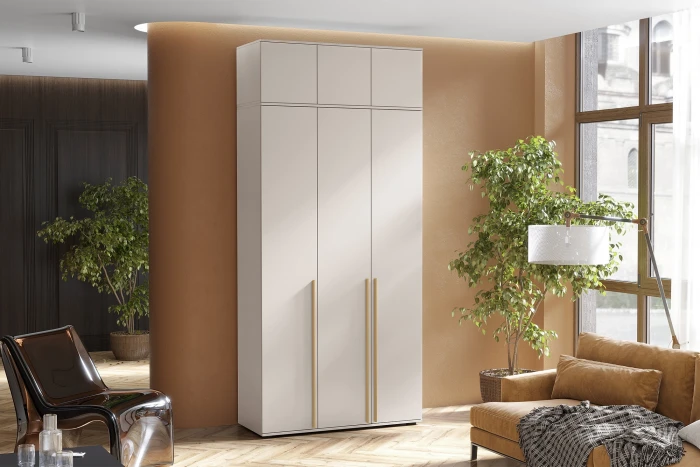 Норд Шкаф трехстворчатый + Антресоль Кашемир, золото