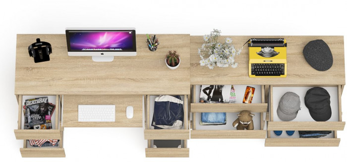 Мори компьютерный стол МС-2 + Комод МК1200.6, дуб сонома