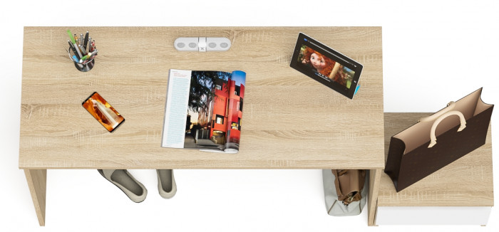 Мори письменный стол МСП1200.1 + Тумба ТМП400.1, дуб сонома/белый