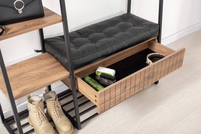 Гранд 15.124N Прихожая, дуб крафт табачный/искуственная кожа чёрная