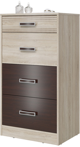 Румба 4-4427дубсонвн Комод с четырьмя ящиками, цвет дуб сонома/венге, ШхГхВ 60х43х110 см.