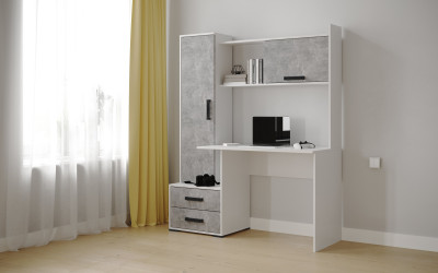 Стол компьютерный Квартет-9 (1400*1716*550) белый/ателье светлое