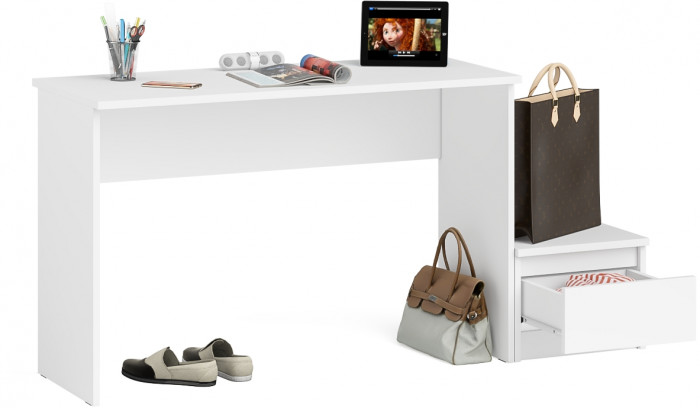 Мори Стол письменный МСП1200.1 + Тумба ТМП400.1, цвет белый, ШхГхВ 160,8х50х76,6 см., универсальная сборка