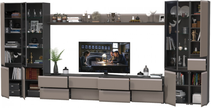 Сидней Комплектация № 112, корпус: антрацит/фасады: МДФ веллюто капучино