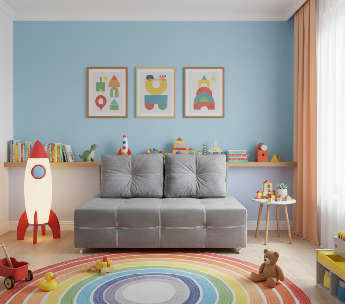 Диван-аккордеон Марс мини, сп.м. 120х200, велюр серый