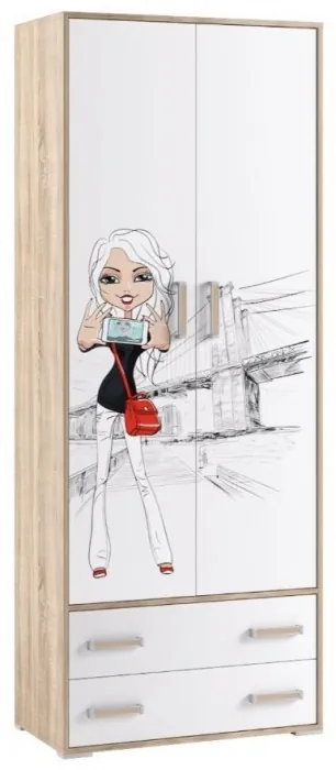 Модульная детская спальня Бланка, набор 3, Дуб сонома/Белый с фотопечатью