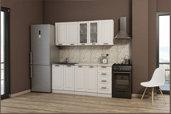 Кухня МДФ Агава 1600 (Трюфель, Белый)