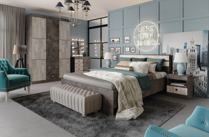 Кровать двуспальная 160х200 с щитовым основанием 