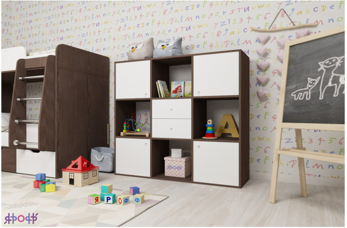 Стеллаж Джери (Винтерберг/Белое дерево)