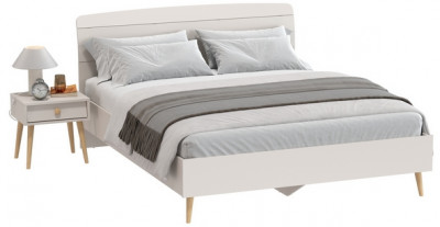 Афина Спальня Кровать 1600 + Тумба прикроватная, цвет кашемир серый, ШхГхВ 164,6х210,2х95,6 + 45х37х45 см., сп.м. 1600х2000 мм., б/м, основание есть