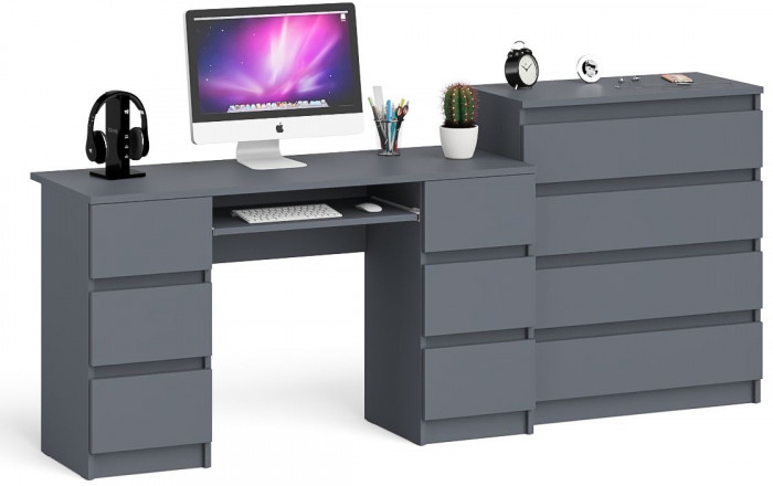 Мори компьютерный стол МС-2 + Комод МК800.4, графит