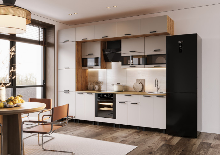 Кухня Техно 3,0/1080м Компоновка №2, Крафт золотой/Кашемир