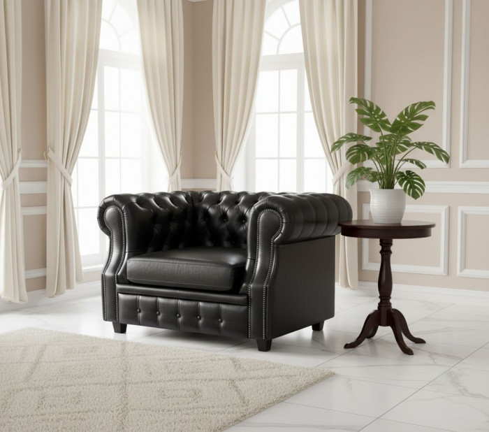 Кресло Честер ЛОФТ, экокожа, черный