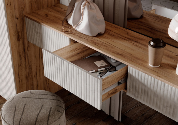 Тумба косметическая со шкафом 2х-ств Марвэл, Крафт золотой/Мальта