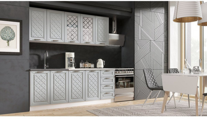 Кухня МДФ Агава 2000 (лиственница темная, Белый)