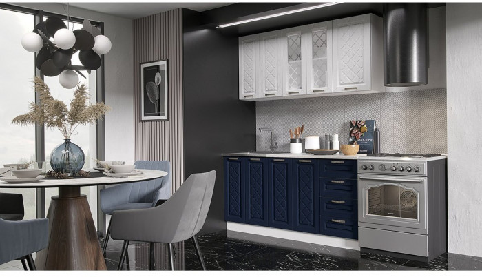 Кухня МДФ Агава 1600 (антрацит, Белый)